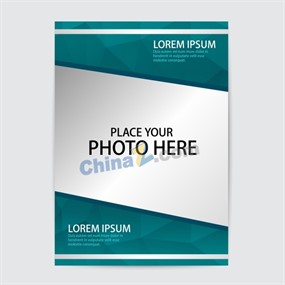 绿色多边形宣传单矢量模板